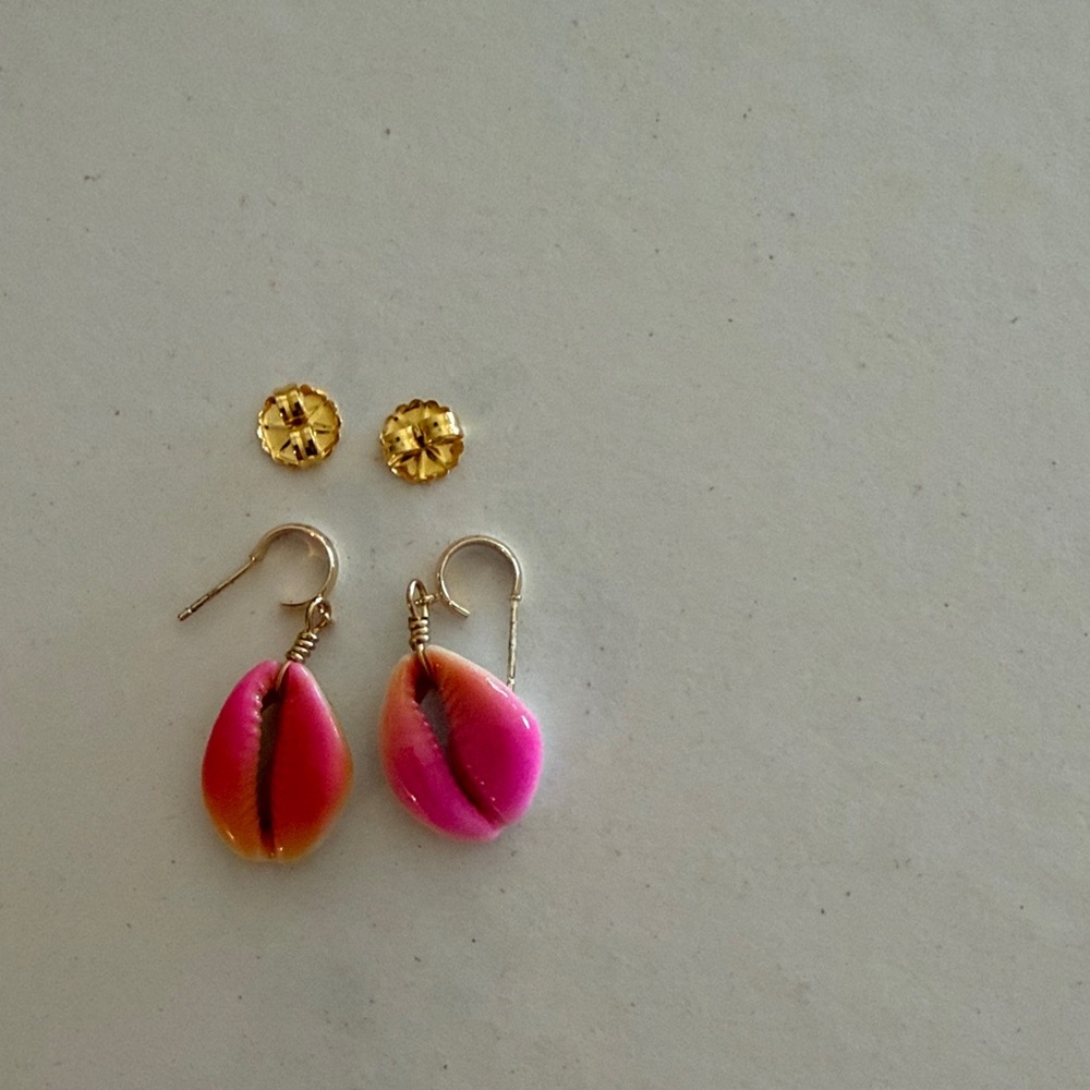 Maison Irem 18k gold plated sterling silver Ombre Pink Shell Earrings